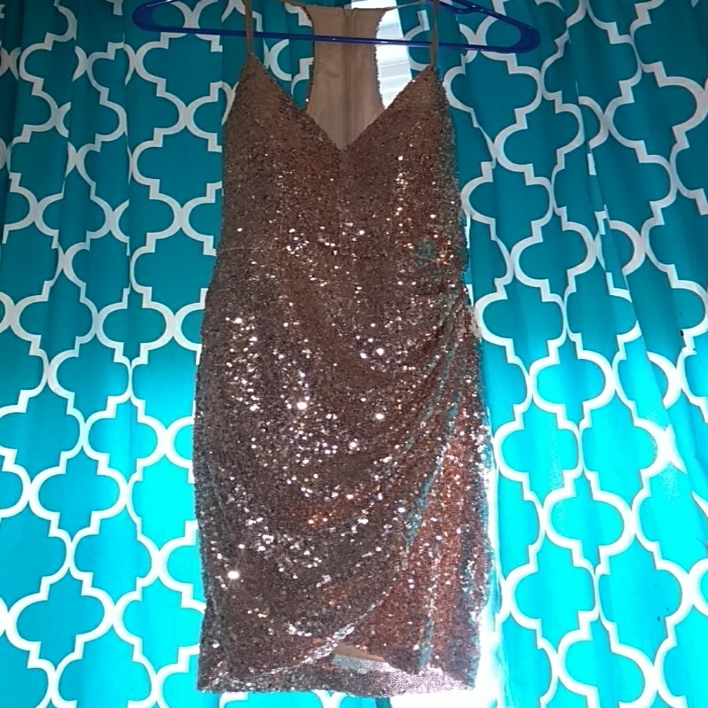 Rose gold sequin dress
